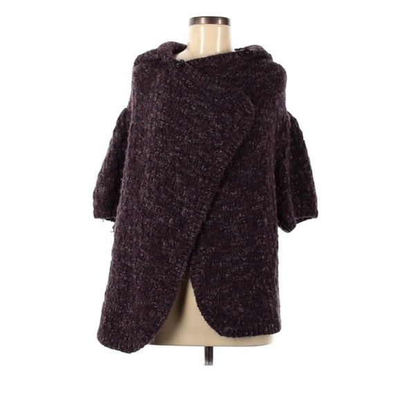 Ann Taylor loft short sleeve chunky Cardigan purple sweater medium women’s - Picture 7 of 7